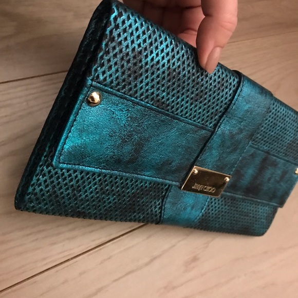 Jimmy Choo Blue Metallic Clutch - Picture 3 of 6